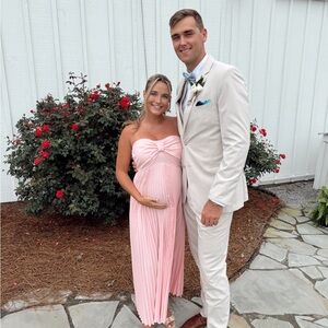 Pink Pleated Strapless Dress